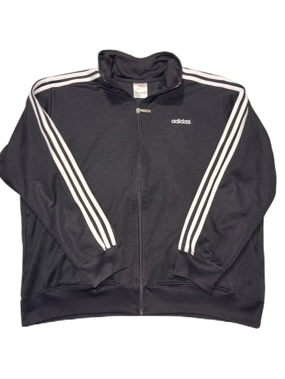 Vintage Adidas XL Track Jacket Black White Essential 3-Stripe Men Y2K